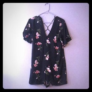 Black floral romper